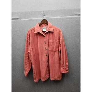 Vintage Bill Blass Womens Large Pink Corduroy Button-Up Shirt